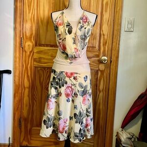 Gorgeous Flower Pattern Two-Piece Dress for Tango